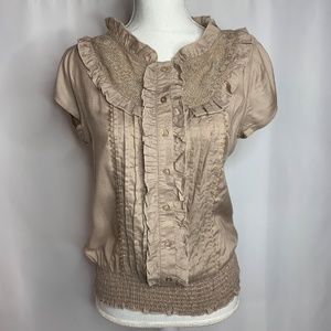 Isabella Rodriguez Blouse Size Large Beige